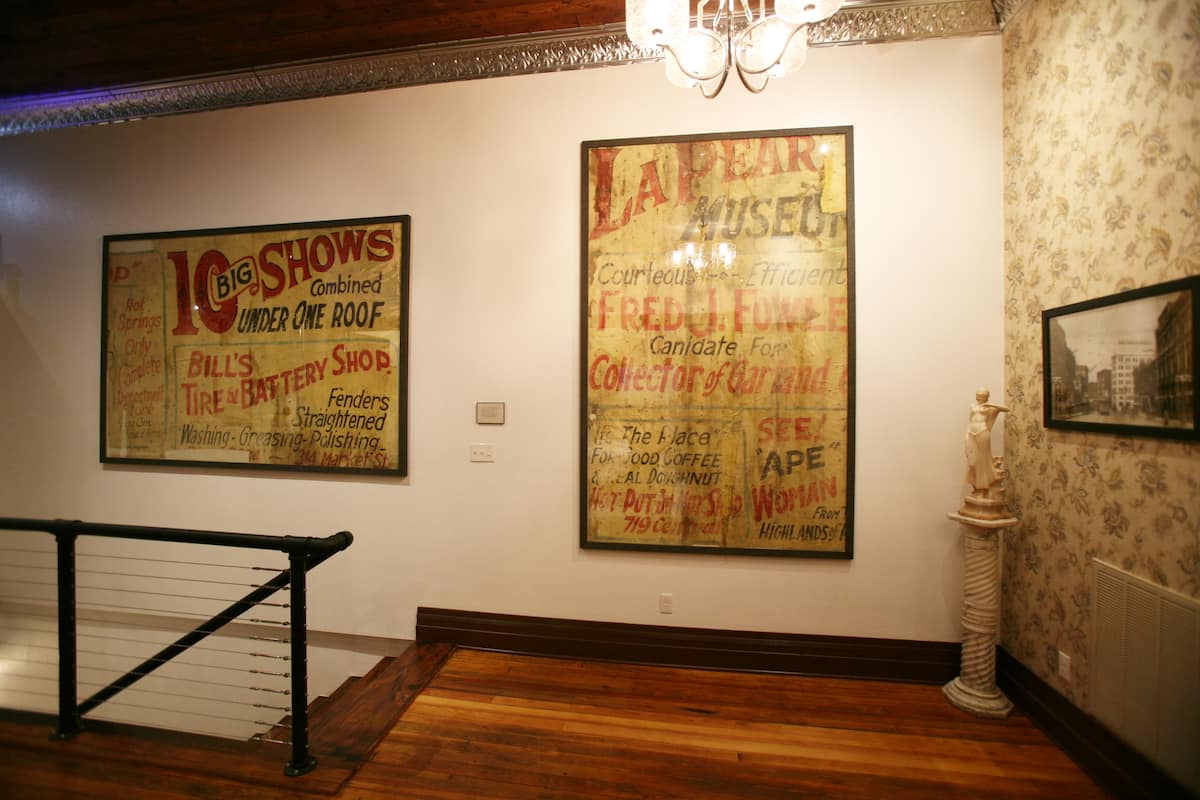 Historic artwork displayed throughout the loft